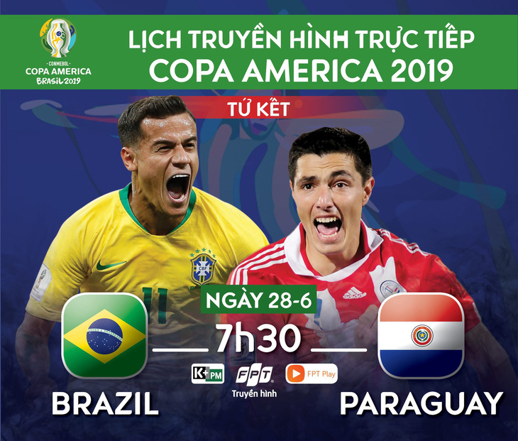 Lịch trực tiếp tứ kết Copa America 2019: Brazil gặp Paraguay - Ảnh 1.