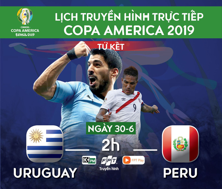 Lịch trực tiếp tứ kết Copa America 2019: Uruguay gặp Peru - Ảnh 1.