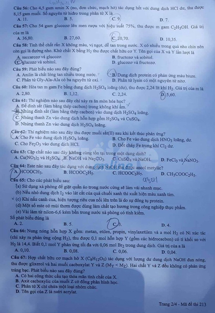 Đáp án môn hóa thi THPT quốc gia - Ảnh 5.