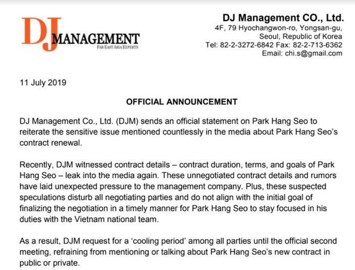 Quá trình đàm phán gia hạn hợp đồng với HLV Park Hang Seo tạm đóng băng - Ảnh 2.