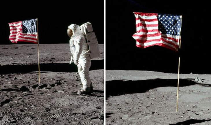 Vì sao trên Mặt trăng không có không khí mà quốc kỳ Mỹ tung bay? - Ảnh 1.