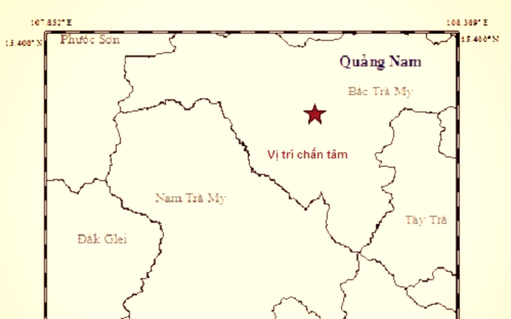 Động đất 3,8 độ Richter ở Quảng Nam