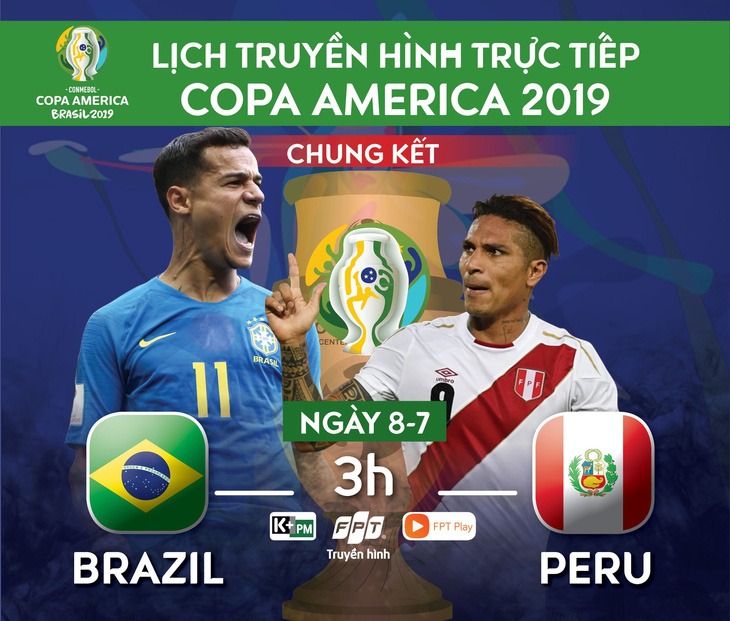 Lịch trực tiếp chung kết Copa America 2019: Brazil đối đầu Peru - Ảnh 1.