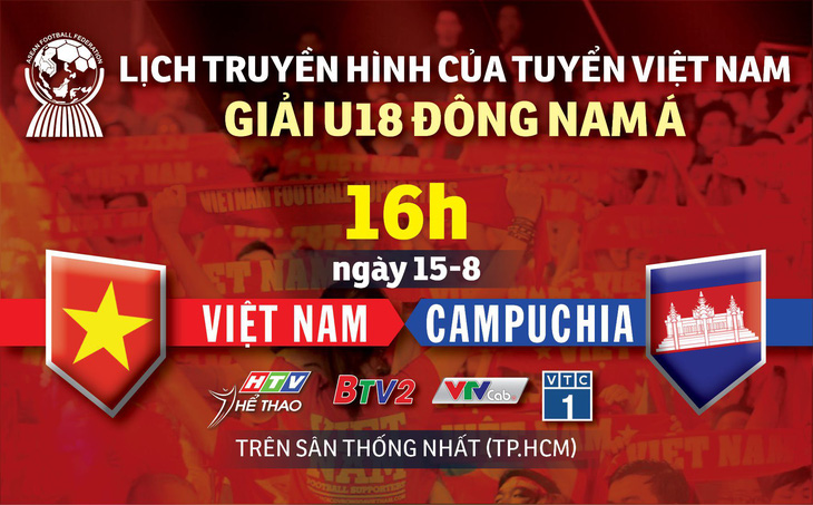 Lịch trực tiếp U18 Việt Nam gặp Campuchia ở Giải U18 Đông Nam Á 2019 - Ảnh 1.
