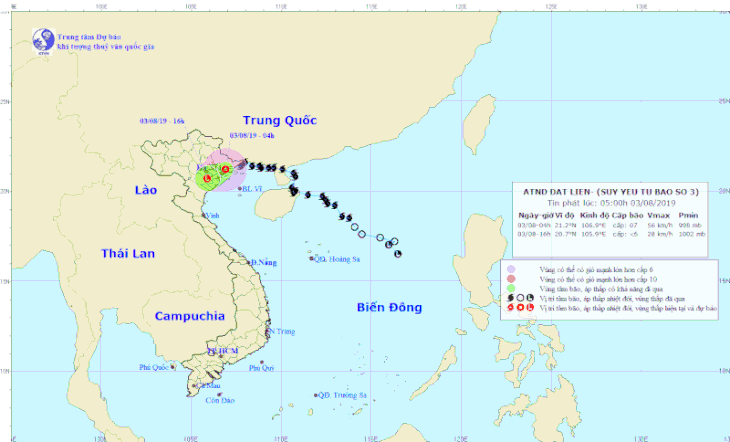 Bão số 3 vào phía Bắc Quảng Ninh thành áp thấp nhiệt đới, xuống đồng bằng Bắc bộ - Ảnh 1.