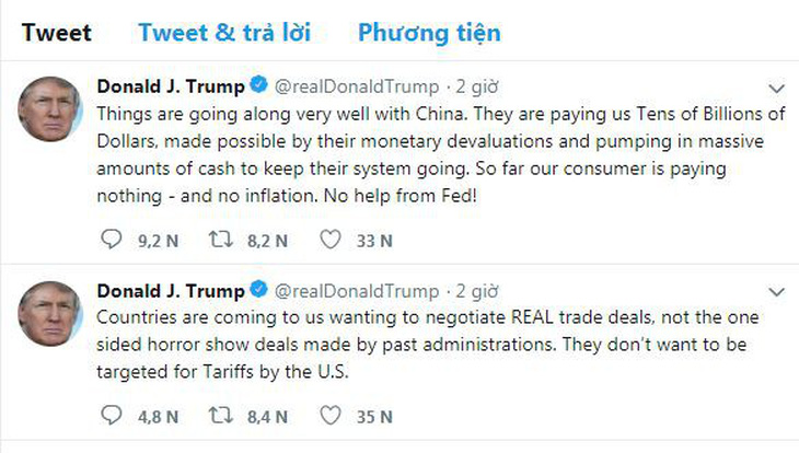 Ông Trump: Trung Quốc trả Mỹ chục tỉ đô, dân Mỹ không tốn xu nào - Ảnh 2.
