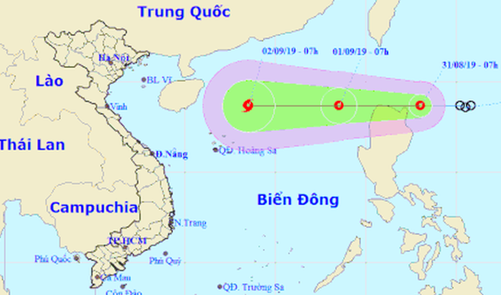 Áp thấp nhiệt đới đang vào Biển Đông, thành bão số 5 trong ngày 2-9 - Ảnh 1.