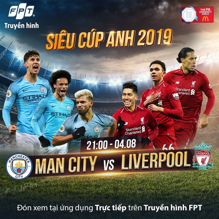 Lịch trực tiếp Siêu cúp Anh giữa Manchester City và Liverpool - Ảnh 1.