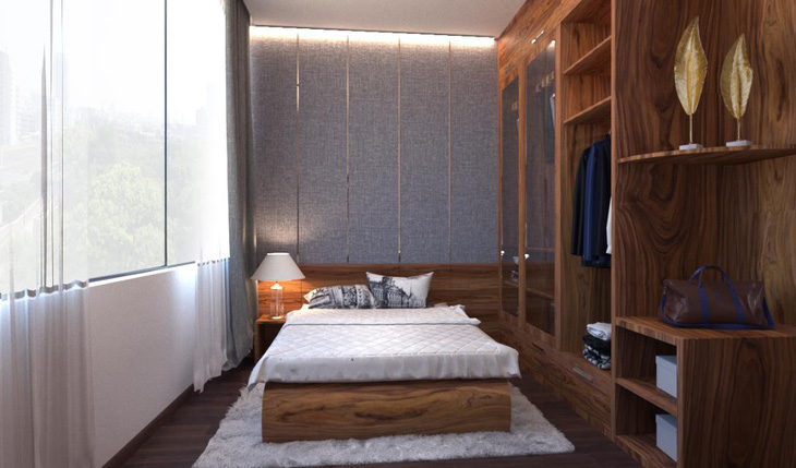 Căn hộ 3 phòng ngủ trở nên sang trọng, hiện đại hơn nhờ chất liệu gỗ tối màu - Ảnh 6.