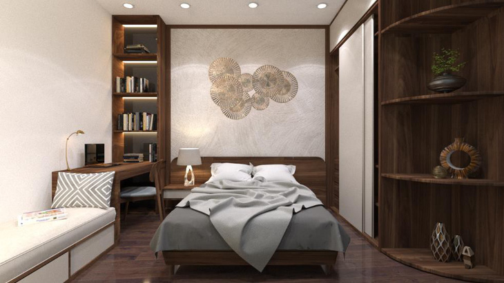 Căn hộ 3 phòng ngủ trở nên sang trọng, hiện đại hơn nhờ chất liệu gỗ tối màu - Ảnh 9.