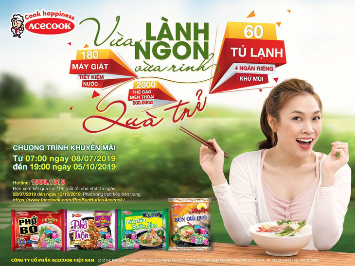 Cơ hội cuối trúng tủ lạnh, máy giặt khi ăn phở, bún, hủ tiếu Acecook Việt Nam - Ảnh 3.