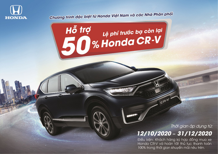 Hỗ trợ 50% lệ phí trước bạ còn lại cho khách hàng mua Honda CR-V - Ảnh 1.