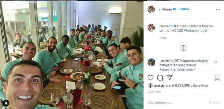Vừa đăng ảnh ăn tối cùng tuyển Bồ Đào Nha, Ronaldo bị phát hiện nhiễm COVID-19 - Ảnh 1.