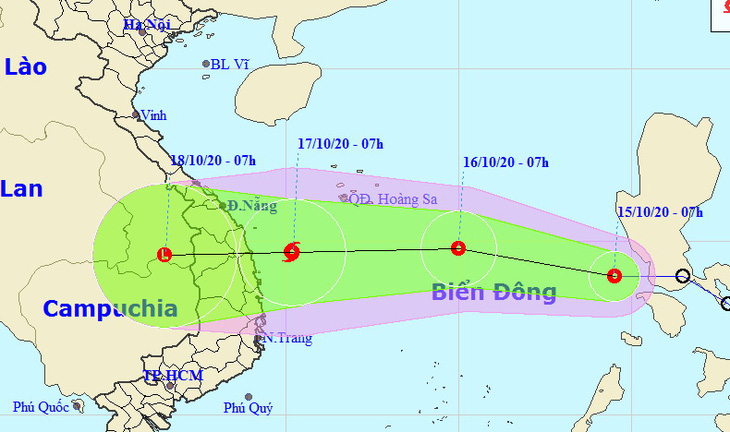 Áp thấp nhiệt đới đã vào Biển Đông, hướng vào miền Trung - Ảnh 1.