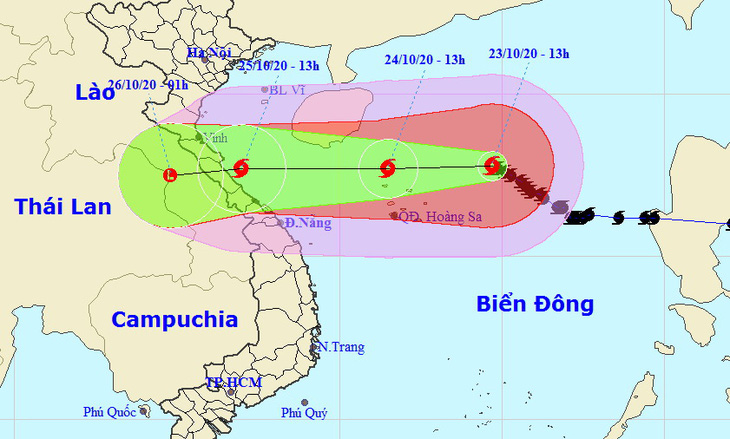 Đêm nay bão số 8 tăng tốc hướng vào đất liền Hà Tĩnh - Thừa Thiên Huế - Ảnh 1.