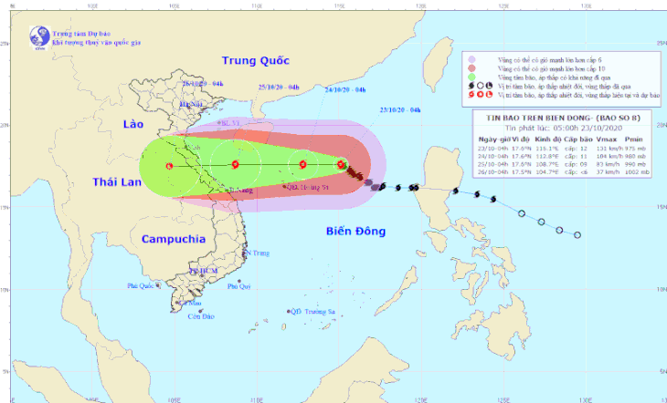 Dự báo bão số 8 mới nhất vào sáng nay 23-10 - Ảnh 1.