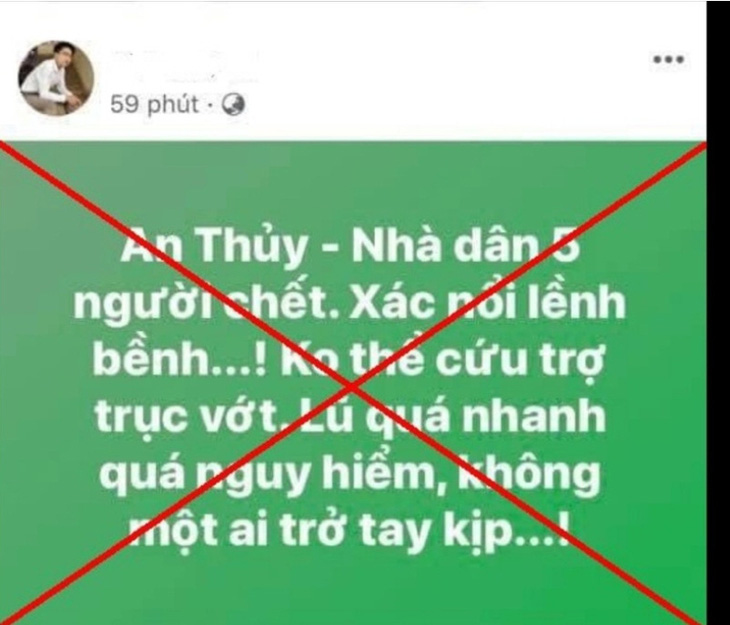 Hai người bị xử phạt vì đăng tin sai sự thật về lũ lụt trên mạng xã hội - Ảnh 1.