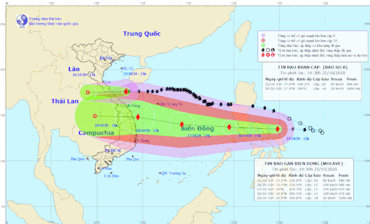 Bão Molave mạnh lên, bão số 8 sẽ thành áp thấp gây mưa vừa đến mưa to - Ảnh 1.
