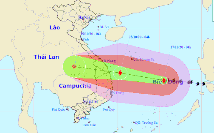 Bão số 9 sáng 27-10: Gió giật cấp 15, sáng mai giật lên cấp 17