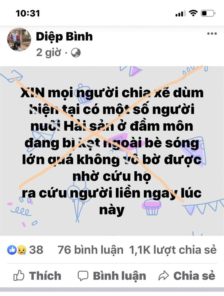 Thông tin người dân bị kẹt tại bè nuôi trồng thủy sản ở Đầm Môn sai sự thật - Ảnh 1.