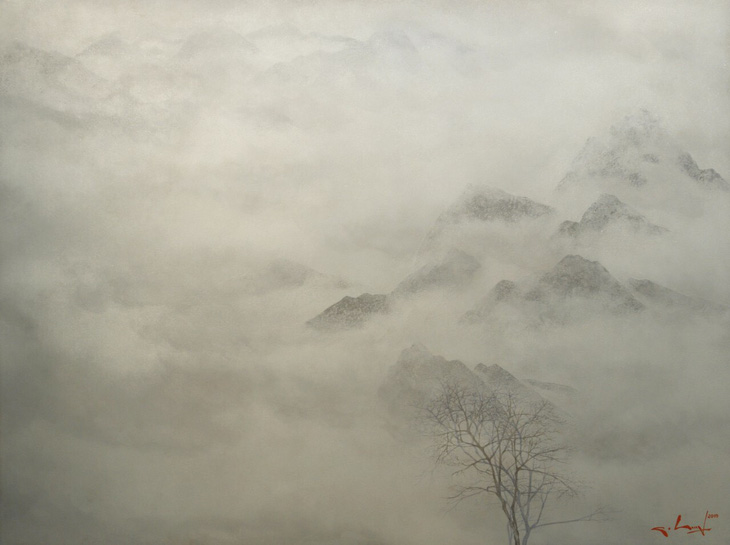 Nguyễn Quốc Huy mất hơn 10 năm mang mây mù, hơi ẩm vào tranh sơn mài - Ảnh 6.