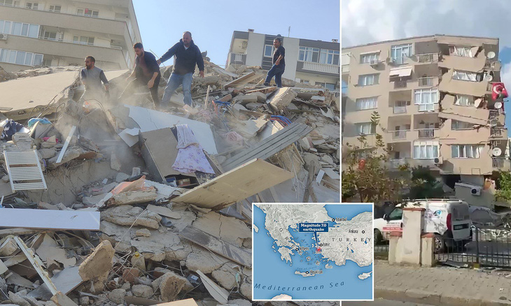 Động đất mạnh kéo sập nhà cửa, đưa cá từ biển lên đường phố Thổ Nhĩ Kỳ - Ảnh 2.