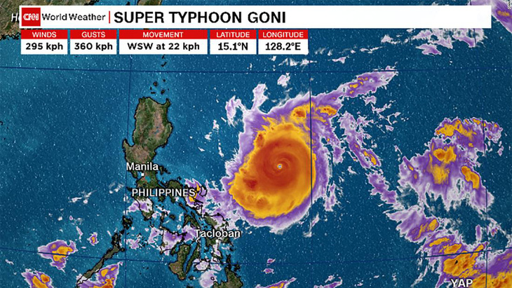 Philippines sơ tán hơn1 triệu dân tránh ‘siêu bão mạnh nhất thế giới Goni - Ảnh 1.