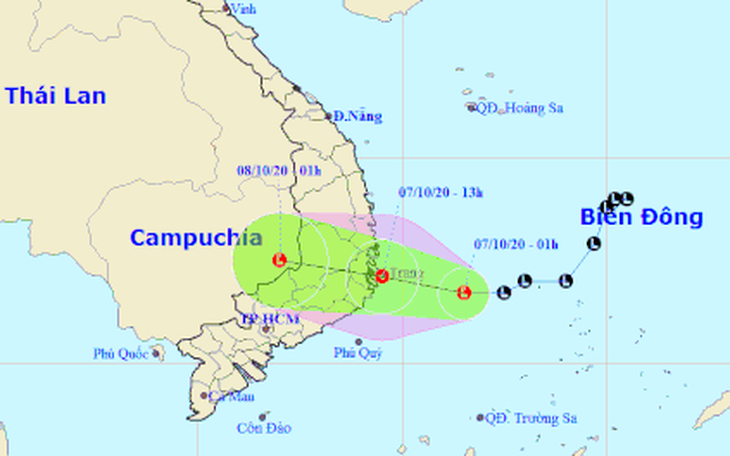 Chiều nay 7-10, áp thấp vào vùng biển Phú Yên - Khánh Hòa, gió giật cấp 8
