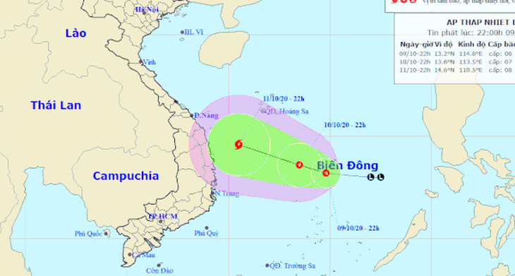 Vùng áp thấp trên Biển Đông mạnh lên thành áp thấp nhiệt đới - Ảnh 1.