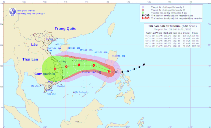 Bão Goni đã vào Biển Đông, thành bão số 10 mạnh cấp 11, giật cấp 14 - Ảnh 1.