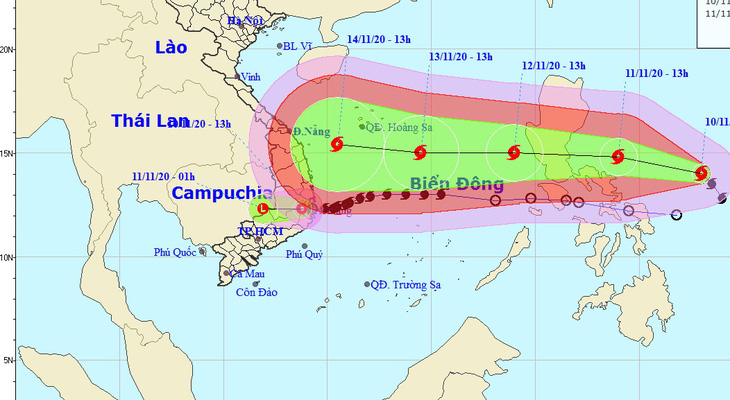 Bão Vamco tiếp tục mạnh lên, thẳng hướng Biển Đông - Ảnh 1.