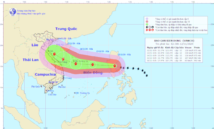 Hôm nay 12-11, bão Vamco vào Biển Đông, hướng về bờ biển Hà Tĩnh - Quảng Nam - Ảnh 1.