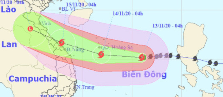 Sáng mai bão số 13 ngay trên biển Việt Nam, tâm bão gió giật cấp 15, sóng cao 10m - Ảnh 1.