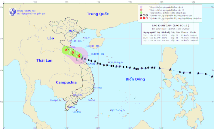 Bão đi dọc bờ biển miền Trung, gây gió mạnh, mưa to - Ảnh 1.