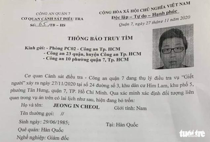 Truy tìm giám đốc Hàn Quốc liên quan vụ thi thể người trong vali ở quận 7 - Ảnh 1.