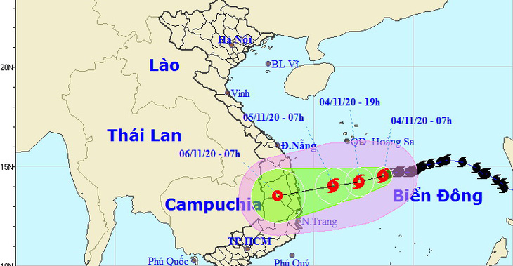 Bão số 10 hướng vào Quảng Ngãi - Khánh Hòa, miền Trung mưa lớn từ đêm nay - Ảnh 1.