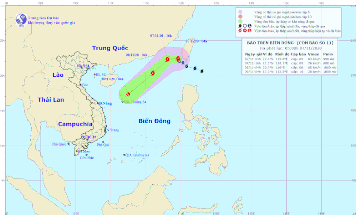 Bão số 11 bẻ hướng đi về phía Hoàng Sa - Ảnh 1.