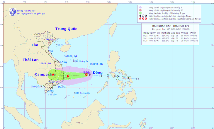 Bão số 12 đang tiến đến biển Phú Yên - Ninh Thuận, chiều nay 9-11 miền Trung mưa lớn - Ảnh 1.