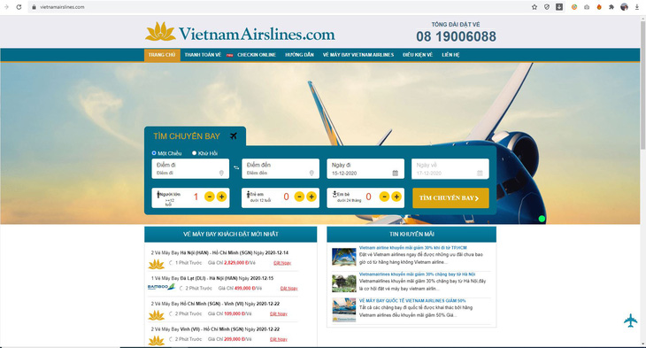 Vietnam Airlines cảnh báo website bán vé giả mạo - Ảnh 1.