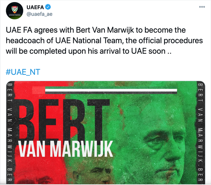 Bổ nhiệm lại Bert Van Marwijk, UAE có muốn dự World Cup không? - Ảnh 2.