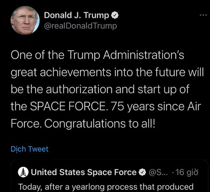 Ông Trump tự hào gọi việc thành lập Lực lượng Vũ trụ là thành tựu vĩ đại - Ảnh 1.