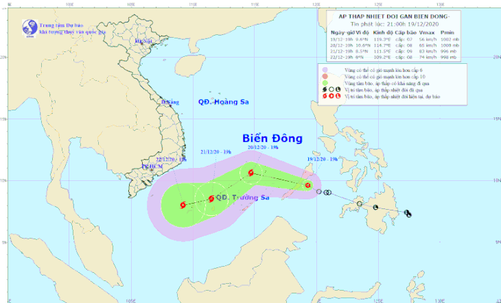 Sáng sớm 20-12, áp thấp nhiệt đới vào Biển Đông, có thể mạnh lên thành cơn bão 14 - Ảnh 1.