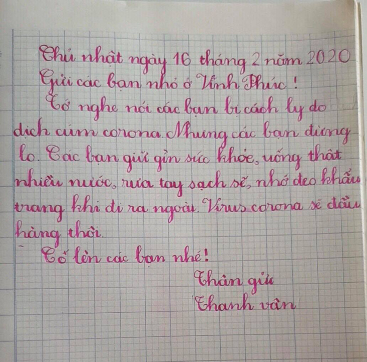 Học sinh lớp 1 Hà Nội viết thư cho các bạn ở Vĩnh Phúc: Cùng cố gắng các bạn nhé! - Ảnh 8.