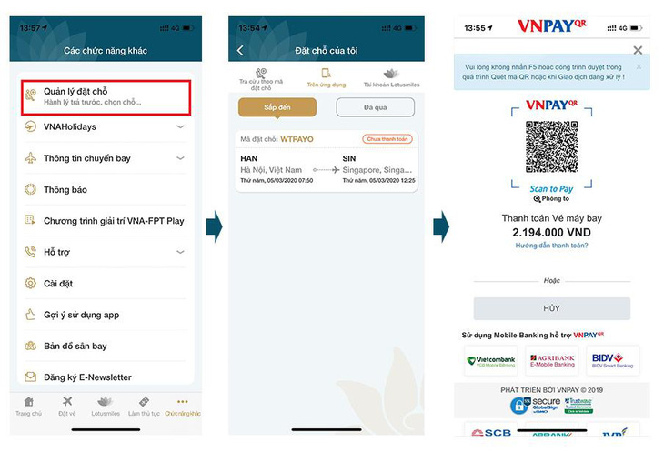 Thanh toán mã đặt chỗ Vietnam Airlines qua phương thức VNPAY-QR - Ảnh 1.
