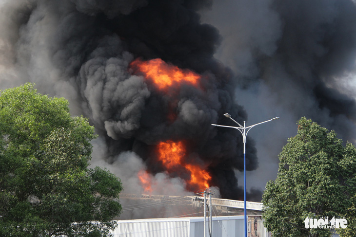 Cháy dữ dội tại nhà máy nệm mút trong khu công nghiệp ở Bình Dương - Ảnh 2.