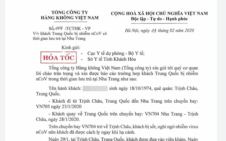 1 du khách Trung Quốc nhiễm virus corona từng lưu trú ở Nha Trang
