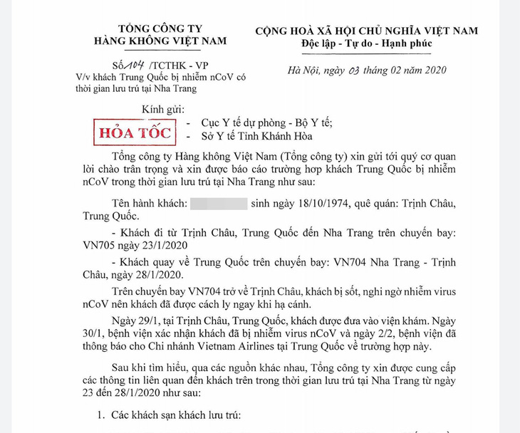 1 du khách Trung Quốc nhiễm virus corona từng lưu trú ở Nha Trang - Ảnh 1.