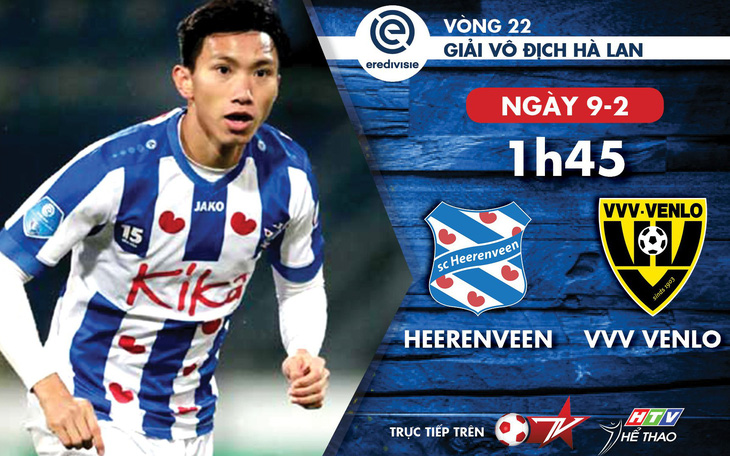 Lịch thi đấu của CLB Heerenveen, tiếp tục chờ Văn Hậu ra sân