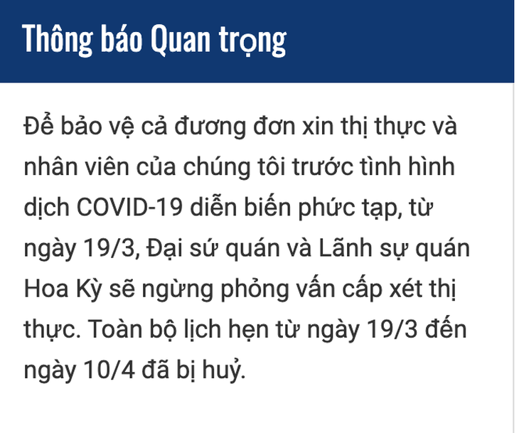 Mỹ ngừng cấp thị thực ở Việt Nam từ 19-3 do dịch bệnh COVID-19 - Ảnh 2.