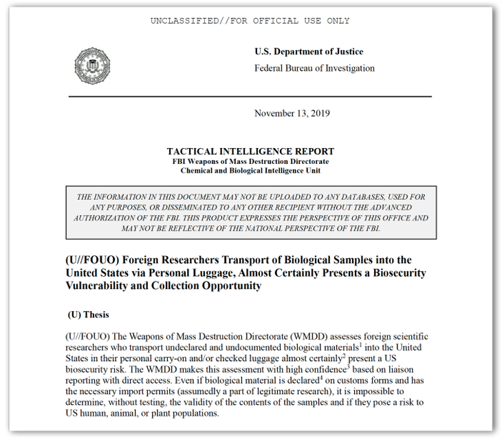 FBI: Mỹ từng phát hiện nhà khoa học Trung Quốc nghi mang lọ chứa virus MERS, SARS - Ảnh 2.